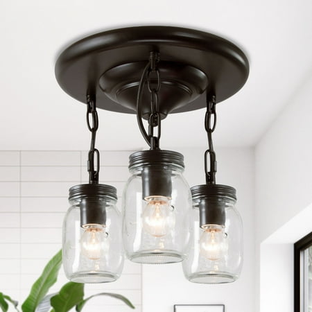 Modern Farmhouse 3-light Mason Jar Glass Full Flush Mount Pendant Lights - Black - D 11 x H 12
Modern Farmhouse 3-light Mason Jar Glass Full Flush Mount Pendant Lights - Black - D 11 x H 12