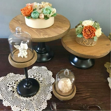 2 Sets Clear Cake Stand Cupcake Cake Dome Lid Display Stand Low