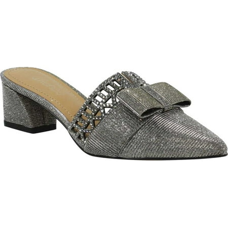 Women s J. Renee Randa Pointed Toe Mule Pewter Glitter Fabric 7 W