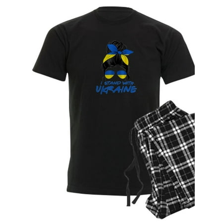 CafePress - Support I Stand With Ukraine American Mess Pajamas - Men s Dark Pajamas