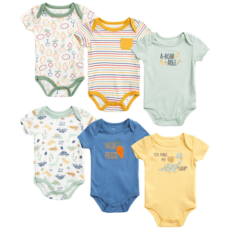 Duck Duck Goose Newborn Baby Boys Bodysuit - 6 Pack Layette Creeper (0-9M)