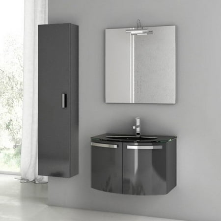 ACF by Nameeks ACF CD03-GA Crystal Dance 28-in. Single Bathroom Vanity Set - Glossy Anthracite