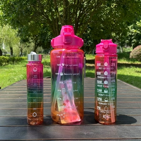 XGZHPJZP 3pcs Gradient Color Motivational Water Bottles Set (64oz 32oz 15oz) With Mobile Phone Holder Food Grade Straw Cup With 2 Stickers Essential Water Bottle For And Outdoor
XGZHPJZP 3pcs Gradient Color Motivational Water Bottles Set (64oz 32oz 15oz) With Mobile Phone Holder Food Grade Straw Cup With 2 Stickers Essential Water Bottle For And Outdoor
