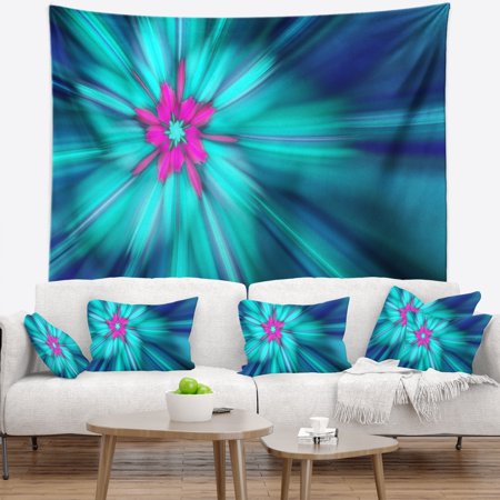 DESIGN ART Designart 'Rotating Blue Fireworks' Floral Wall Tapestry