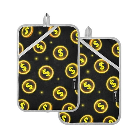 Oven Mitts 2 Pcs Pot Holders Sets Heat Resistant Hot Pads for Kitchen Cooking Baking 7 x9.8 Yellow Dollar Sign
Oven Mitts 2 Pcs Pot Holders Sets Heat Resistant Hot Pads for Kitchen Cooking Baking 7 x9.8 Yellow Dollar Sign