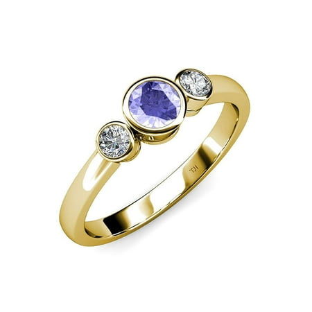 Tanzanite and Diamond (SI2-I1 G-H) Three Stone Ring 1.00 ct tw in 14K Yellow Gold.size 7.5
Tanzanite and Diamond (SI2-I1 G-H) Three Stone Ring 1.00 ct tw in 14K Yellow Gold.size 7.5