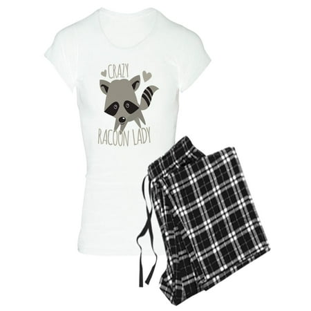 CafePress - Crazy Racoon Lady Pajamas - Women s Light Pajamas