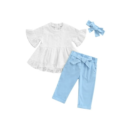 TheFound 3Pcs Toddler Kids Girls Summer Flare Sleeve Lace Ruffle T-Shirt Pullover Tops+Long Pants+Headband Set
TheFound 3Pcs Toddler Kids Girls Summer Flare Sleeve Lace Ruffle T-Shirt Pullover Tops+Long Pants+Headband Set