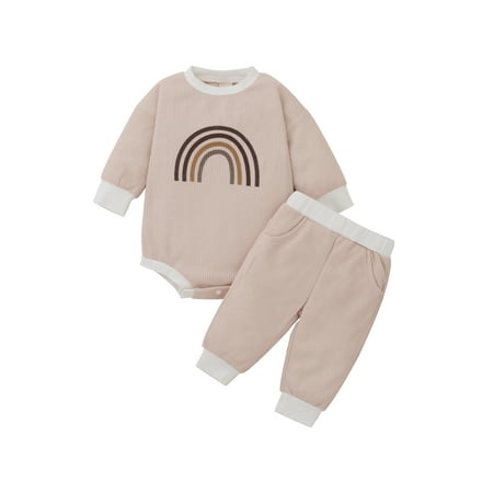 Canrulo 2Pcs Newborn Baby Girls Outfits Rainbow Long Sleeve Romper Tops Pants Clothes Beige 3-6 Months
Canrulo 2Pcs Newborn Baby Girls Outfits Rainbow Long Sleeve Romper Tops Pants Clothes Beige 3-6 Months