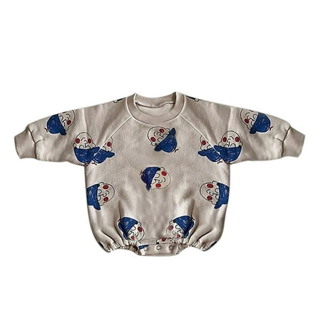 Baby Girls Boys Spring Autumn Print Long Sleeve Hoodie Romper Bodysuit Clothes