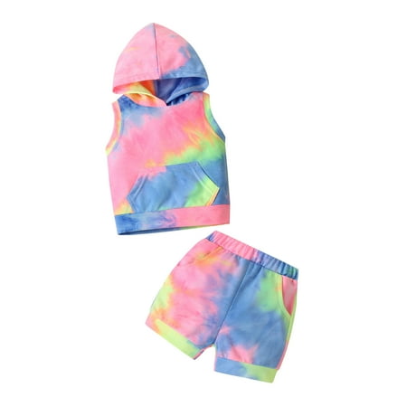TAIAOJING Baby Girls Clothes Toddler Sleeveless Rainbow Tie-Dyed Printed Hoodie Tops+Shorts Outfits Clothing Set 2-3 Years
TAIAOJING Baby Girls Clothes Toddler Sleeveless Rainbow Tie-Dyed Printed Hoodie Tops+Shorts Outfits Clothing Set 2-3 Years