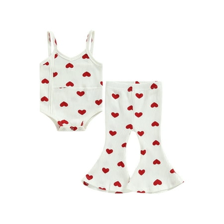 Seyurigaoka Baby Girls Valentine s Day Pants Set Heart Print Sleeveless Romper Tops + Elastic Waist Flare Pants Outfit
Seyurigaoka Baby Girls Valentine s Day Pants Set Heart Print Sleeveless Romper Tops + Elastic Waist Flare Pants Outfit