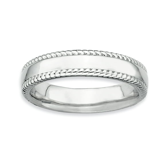 Bague en Argent Sterling Empilable Expressions Rhodium Taille 5