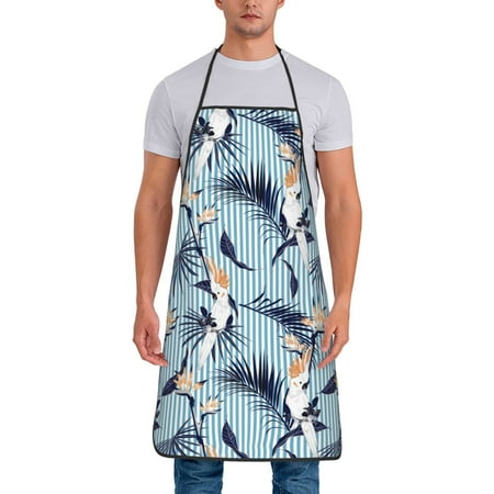 Adjustable Bib Apron - White Cockatoo Parrot Palm Leaves Waterdrop Resistant Cooking Apron Kitchen Aprons for Men Women
Adjustable Bib Apron - White Cockatoo Parrot Palm Leaves Waterdrop Resistant Cooking Apron Kitchen Aprons for Men Women