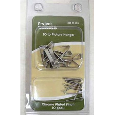 B71010G-CHR Pack of Picture Hangers Chrome 10# Lot of 10