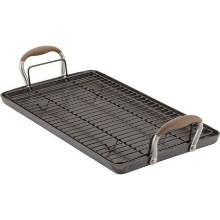 Advanced Home Hard Anodized Nonstick Double Burner Griddle/Grill Pan With Roasting Rack 10 Inch X 18 Inch Bronze
Advanced Home Hard Anodized Nonstick Double Burner Griddle/Grill Pan With Roasting Rack 10 Inch X 18 Inch Bronze