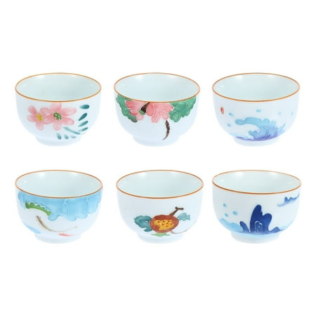 6Pcs Household Teaware Durable Tea Cups Ceramic Single Cups Exquisite Tea Cups