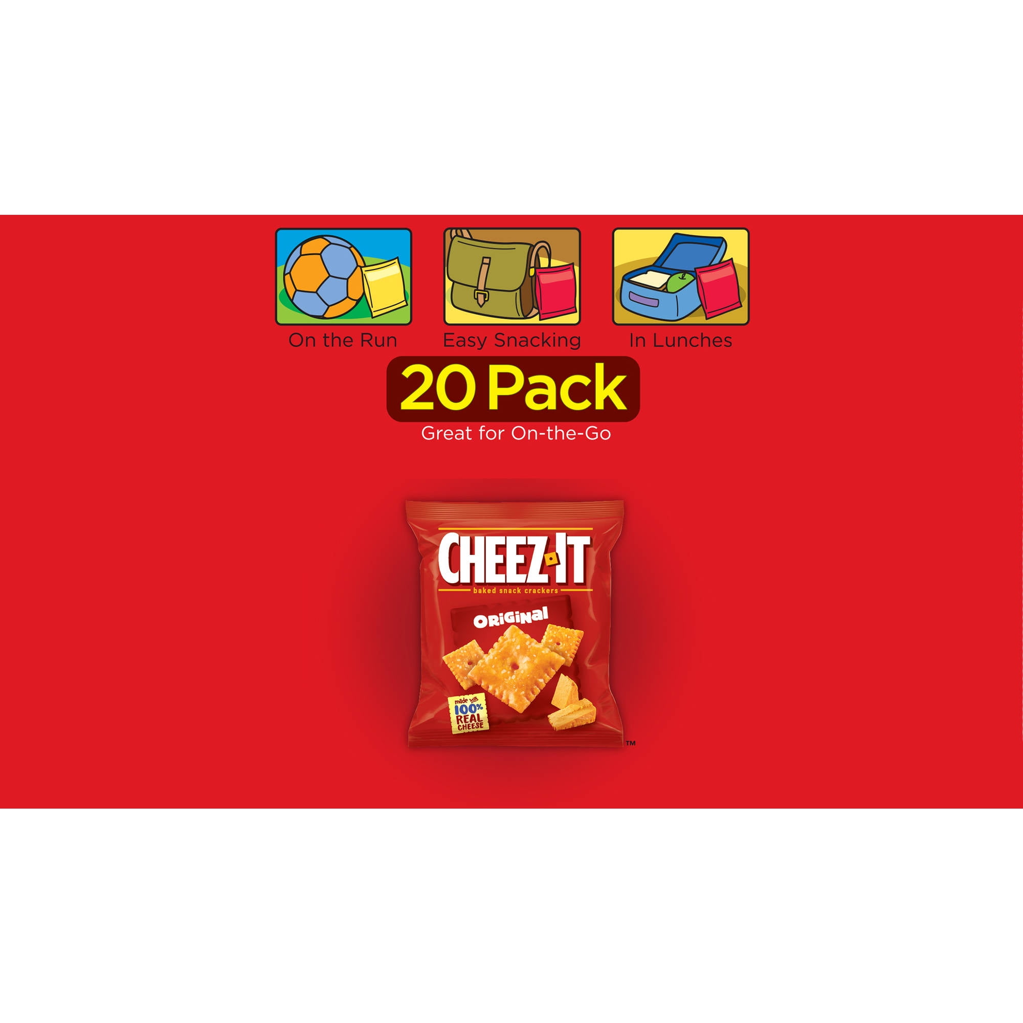 Cheez-It Original Baked Snack Crackers, 1 oz, 20 count - Walmart.com