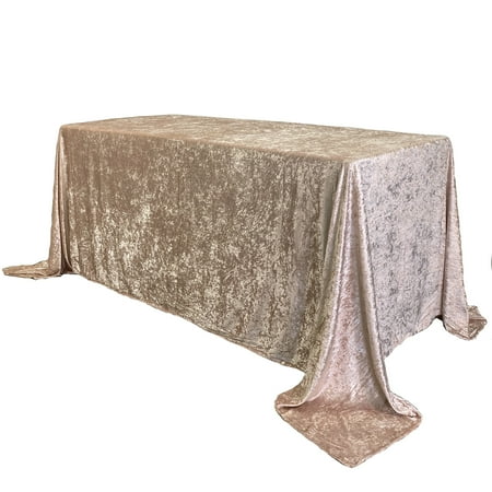 90 x 156 Inch Rect. Crushed Velvet Tablecloth Champagne