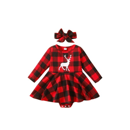 Fanvereka Baby Girls Christmas Outfit Reindeer Print Plaid Long-Sleeve Romper + Hairband
Fanvereka Baby Girls Christmas Outfit Reindeer Print Plaid Long-Sleeve Romper + Hairband