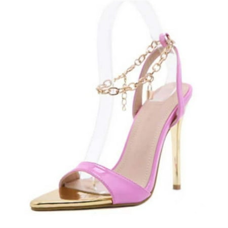 Ladies High Slim Heels Sandals with Chain Buckle Fashion Peep Toe Shoes Summer Beach Supply 35 Pink
Ladies High Slim Heels Sandals with Chain Buckle Fashion Peep Toe Shoes Summer Beach Supply 35 Pink