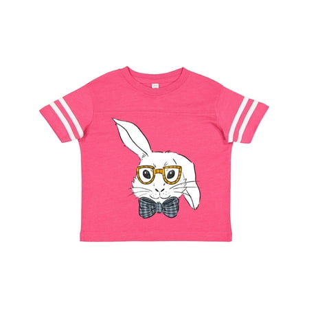 Inktastic Cute White Bunny Wearing Glasses with Blue Bow Tie Gift Toddler Boy or Toddler Girl T-Shirt