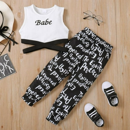 Uccdo 2Pcs Girls Sleeveless Crop Tops + Letter Print Pants Set Toddler Girl Summer Tracksuit 18M-6T
Uccdo 2Pcs Girls Sleeveless Crop Tops + Letter Print Pants Set Toddler Girl Summer Tracksuit 18M-6T