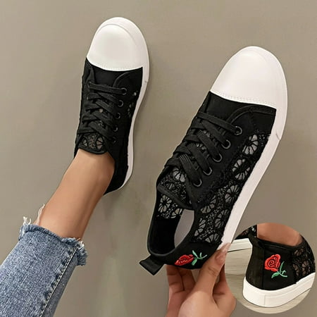 Casual Shoes Fashion Womens Breathable Lace Up Shoes Flats Casual Shoes