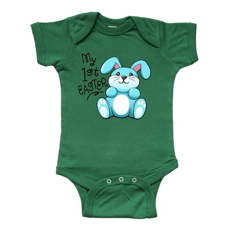 Inktastic My 1st Easter cuddly blue bunny Gift Baby Boy or Baby Girl Bodysuit