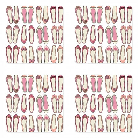 Retro Coaster Set of 4 Ballerina Shoes with Ribbon Roses Stripes and Polkadots Feminine Kids Design Square Hardboard Gloss Coasters Standard Size Beige Pink by Ambesonne
Retro Coaster Set of 4 Ballerina Shoes with Ribbon Roses Stripes and Polkadots Feminine Kids Design Square Hardboard Gloss Coasters Standard Size Beige Pink by Ambesonne