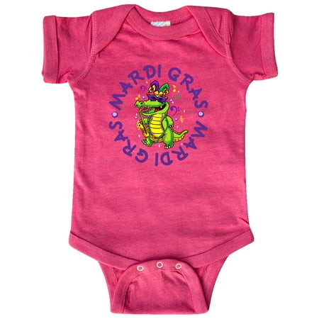 Inktastic Mardi Gras 2021 Party Alligator Gift Baby Boy or Baby Girl Bodysuit