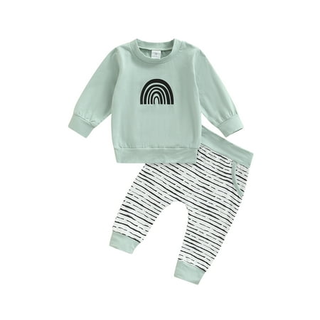 TheFound Newborn Baby Girl Clothes Long Sleeve Rainbow Print Sweatshirt Tops Stripe Joggers Pants Fall Winter Outfits
TheFound Newborn Baby Girl Clothes Long Sleeve Rainbow Print Sweatshirt Tops Stripe Joggers Pants Fall Winter Outfits