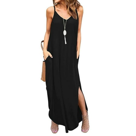 Women Nightgown Solid Color Sleeveless Sling Long Maxi Dress Casual Summer Sleepwear Nightwear Nightshirt with Pockets
Women Nightgown Solid Color Sleeveless Sling Long Maxi Dress Casual Summer Sleepwear Nightwear Nightshirt with Pockets