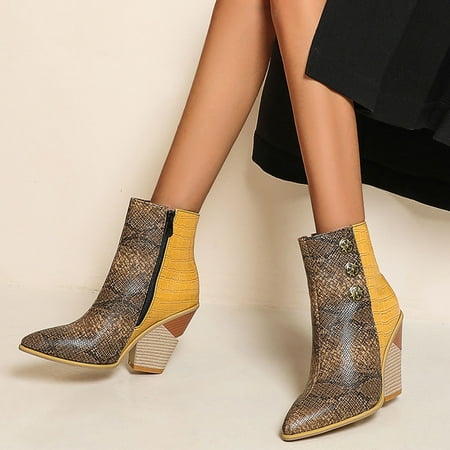 QISIWOLE Women s Fashion Leather Boots Zipper Block Color Block Heel Point Toe Booties rollbacks
QISIWOLE Women s Fashion Leather Boots Zipper Block Color Block Heel Point Toe Booties rollbacks