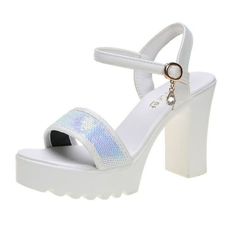 Comfortable Sandals For Women Fashion High Heels Breathable Slip On Rhinestone Sandal White 39
Comfortable Sandals For Women Fashion High Heels Breathable Slip On Rhinestone Sandal White 39