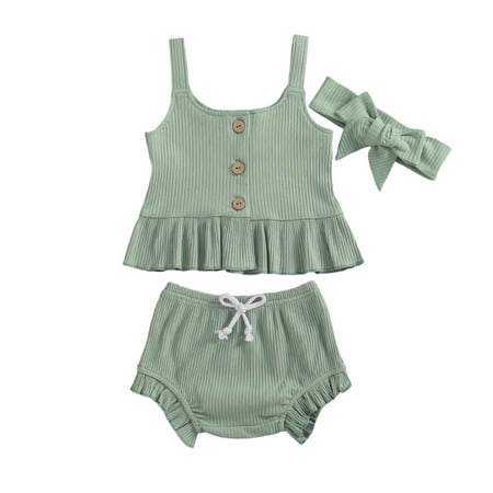 Canrulo Toddler Kids Baby Girl Cotton Ruffle Halter Tank Top+ Bowknot Shorts Outfits 2PCS Set Bean Green 12-18 Months
Canrulo Toddler Kids Baby Girl Cotton Ruffle Halter Tank Top+ Bowknot Shorts Outfits 2PCS Set Bean Green 12-18 Months