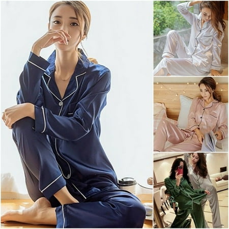 COUTEXYI Women Fashion Smooth Comfort Solid Button Top Pants Silk Satin Sleepwear Set Home Pajamas
COUTEXYI Women Fashion Smooth Comfort Solid Button Top Pants Silk Satin Sleepwear Set Home Pajamas