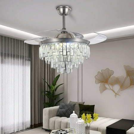 AFANQI 42 Ceiling Fan with Light Invisible Fandelier Remote Control Chandelier with Fan 3 Color 3 Speed LED Pendant Light for Living Room Bedroom Chrome Finish
AFANQI 42 Ceiling Fan with Light Invisible Fandelier Remote Control Chandelier with Fan 3 Color 3 Speed LED Pendant Light for Living Room Bedroom Chrome Finish