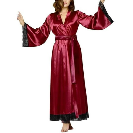 Enjiwell Women s Solid Color Lace Trim Belted V Neck Long Sleeve Sleepwear Bathrobe
Enjiwell Women s Solid Color Lace Trim Belted V Neck Long Sleeve Sleepwear Bathrobe