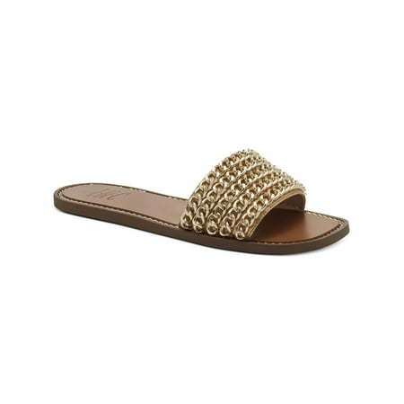 INC Womens Pelle 2 F Chain Slip On Slide Sandals