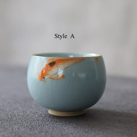 ceramic teacup Fish porcelain tea cup household chinese kung fu cup drinkware