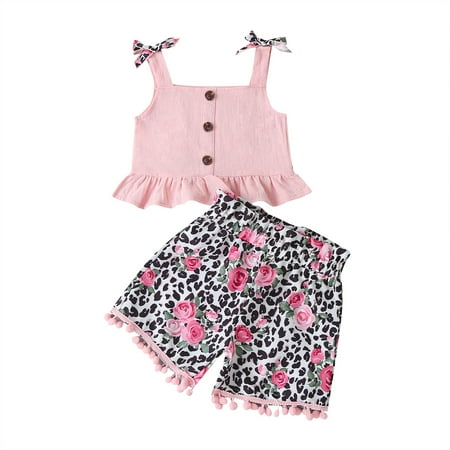 Kids Baby Girls Clothes Little Girls 2PCS Outfits Sleeveless Suspender Tops Floral Leopard Shorts Set 5-6 Years Toddler Girls Summer Outfits Pink
Kids Baby Girls Clothes Little Girls 2PCS Outfits Sleeveless Suspender Tops Floral Leopard Shorts Set 5-6 Years Toddler Girls Summer Outfits Pink