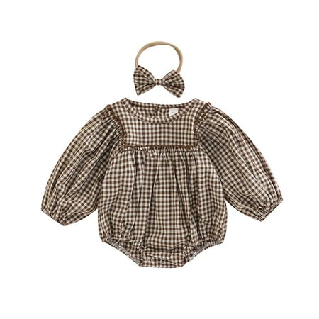 Calsunbaby Kids Baby Girls Long Sleeve Romper Headband Plaid Printed Stitching Bodysuit Autumn Clothes Coffee 6-12 Months
Calsunbaby Kids Baby Girls Long Sleeve Romper Headband Plaid Printed Stitching Bodysuit Autumn Clothes Coffee 6-12 Months