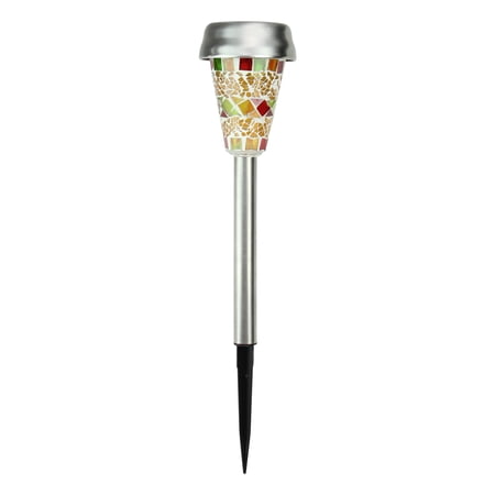 9.75" Yellow Mosaic Solar Light with White LED Light and Lawn Stake