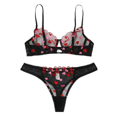 Lesimsam 2Pcs Ladies Underwear Set Sweet Creative Heart Embroidery Mesh Perspective Bra + Briefs Lingerie Suit
Lesimsam 2Pcs Ladies Underwear Set Sweet Creative Heart Embroidery Mesh Perspective Bra + Briefs Lingerie Suit