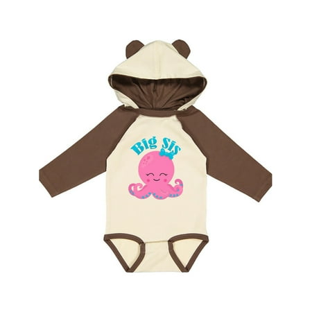 Inktastic Cute Octopus Big Sis Gift Baby Girl Long Sleeve Bodysuit