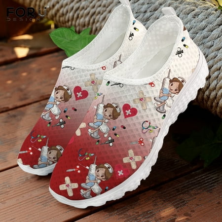 FORUDESIGNS Casual Summer Ladies Slip On Sneakers Lovely Cartoon Nurse Pattern Flats Shoes Red and White Gradient Women Footwear
FORUDESIGNS Casual Summer Ladies Slip On Sneakers Lovely Cartoon Nurse Pattern Flats Shoes Red and White Gradient Women Footwear