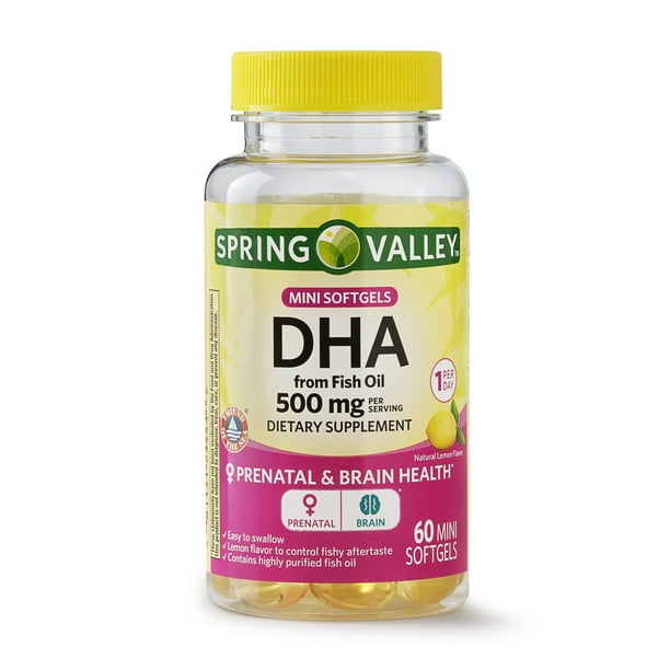 Spring Valley DHA from Fish Oil Mini Softgels, 500 Mg, 60 Ct