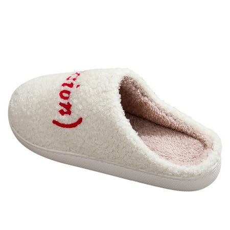 NKOOGH Fuzzy Cotton Slippers Women Letter Print Thick Plush Slippers Fashion Home Fuzzy Comfy Slippers With Memory Foam Sole White 37
NKOOGH Fuzzy Cotton Slippers Women Letter Print Thick Plush Slippers Fashion Home Fuzzy Comfy Slippers With Memory Foam Sole White 37