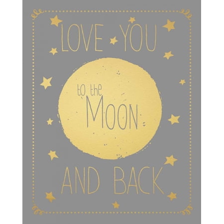 Moon and Back Gold Font Stretched Canvas - Jo Moulton (24 x 30)